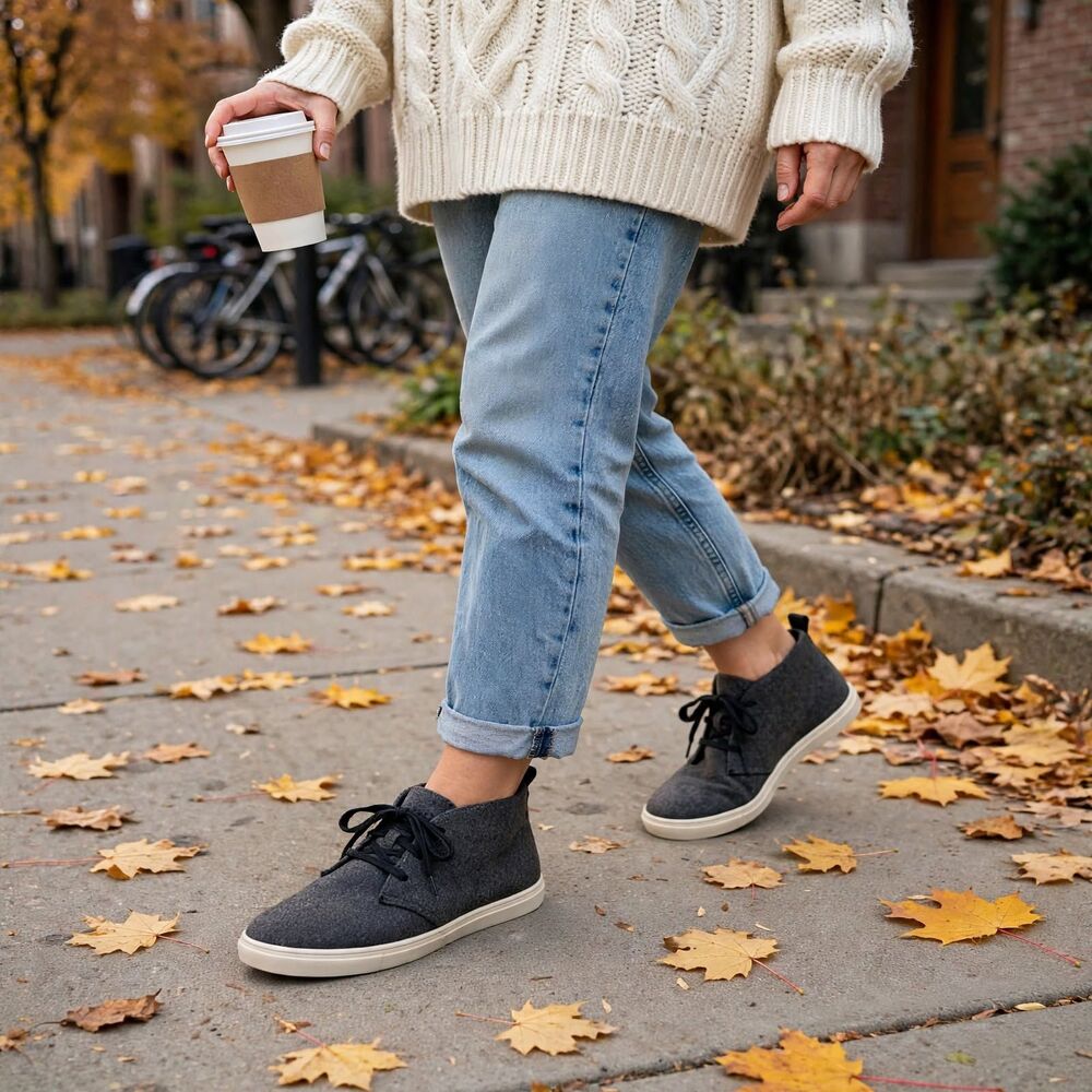 Steve Madden Charcoal Wool Felt Chukka Sneakers 8.5 Gray Ankle Cozy Fall